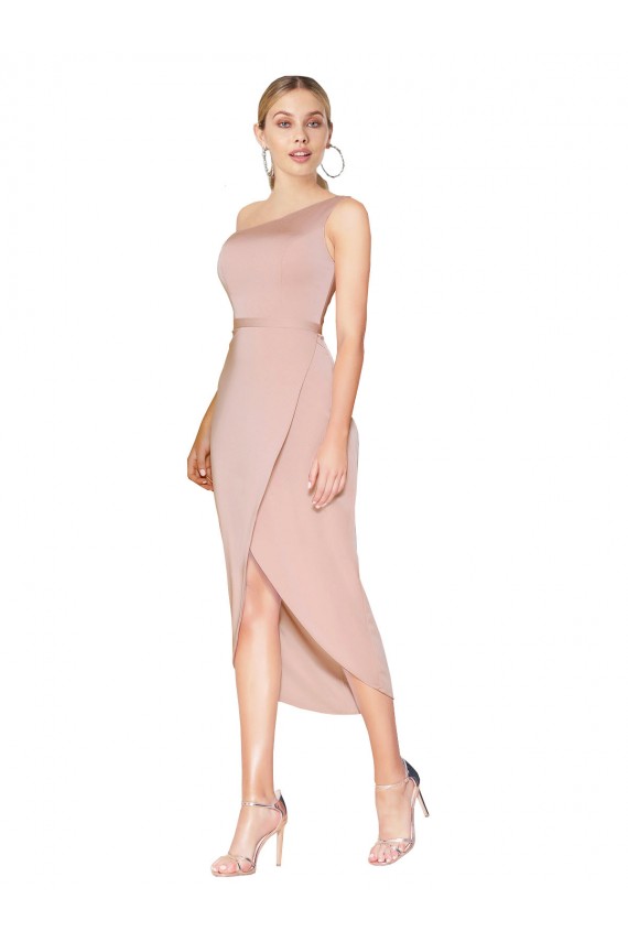 Mermaid High Neck Stretch Crepe Knee Length Mauve Prom Dress Canada