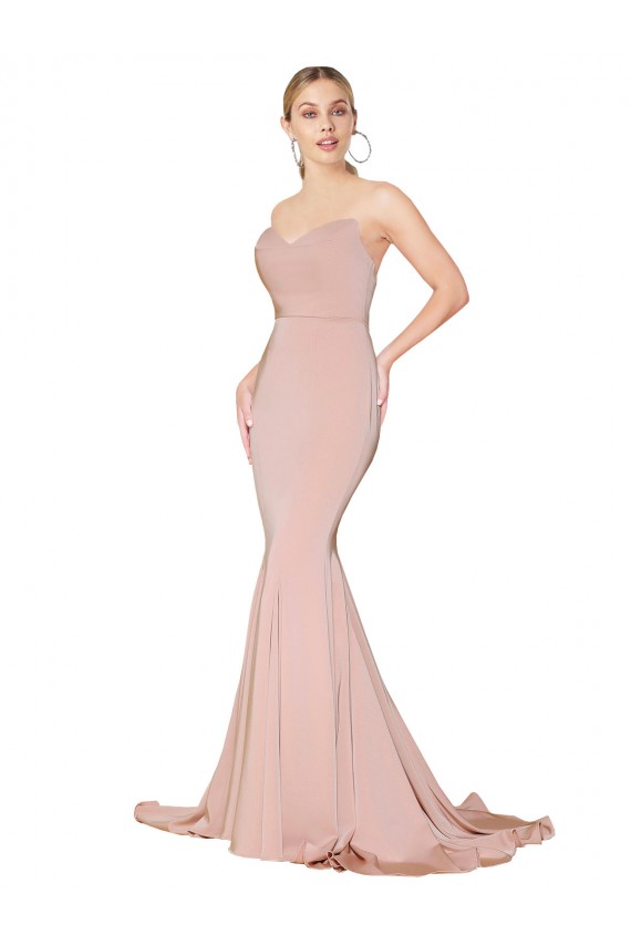 Mermaid High Neck Stretch Crepe Long Mauve Prom Dress Canada