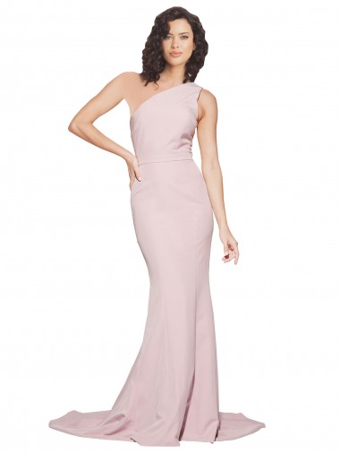 Sheath One Shoulder Stretch Crepe Sweep Train Mauve Prom Dress Canada
