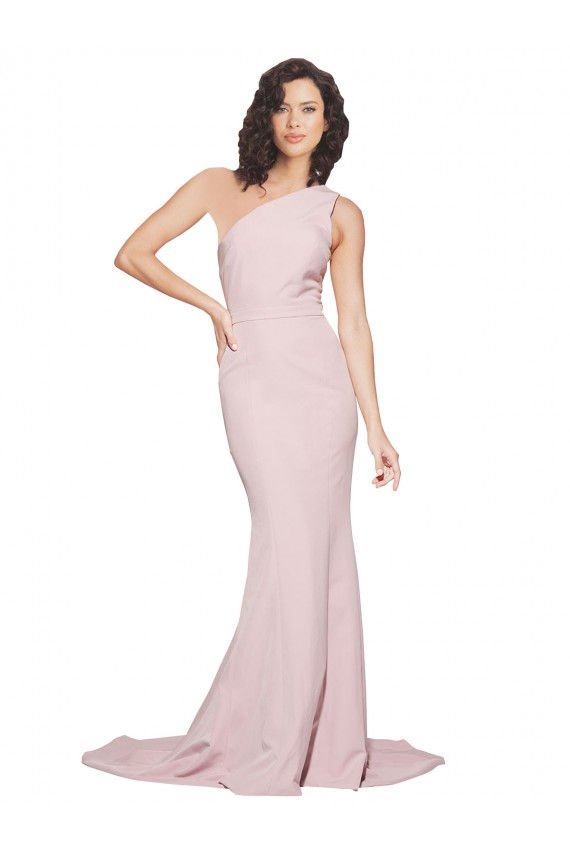 Sheath One Shoulder Stretch Crepe Sweep Train Mauve Prom Dress Canada