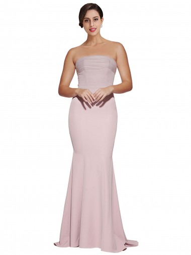 Sheath Strapless Stretch Crepe Sweep Train Mauve Prom Dress Canada