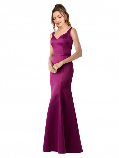 Sheath Bateau Neck Satin Long Merlot Black Tie Prom Dress Canada