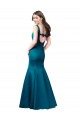 Mermaid Bateau Neck Satin Long Peacock Blue Prom Dress Canada