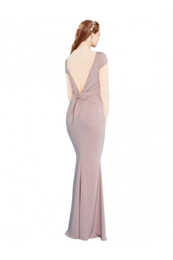 Mermaid Boat Neck Stretch Crepe Long Dusty Pink Prom Dress Canada