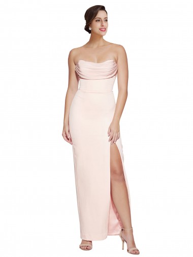 Mermaid Cowl Neck Stretch Satin Long Prom Dress Canada