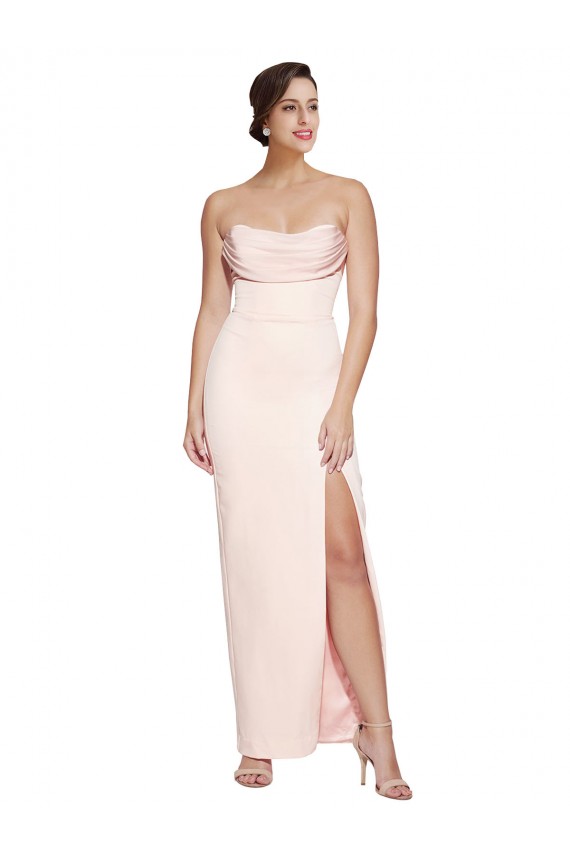 Mermaid Cowl Neck Stretch Satin Long Prom Dress Canada