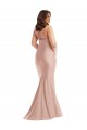 Mermaid Halter Neck Silk like Satin Long Dusty Pink Plus Size Formal Prom Dress Canada