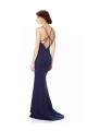 Mermaid Halter Neck Stretch Crepe Long Navy Blue Prom Dress Canada