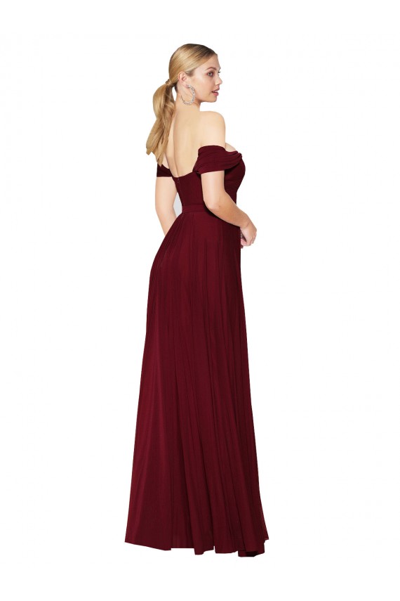 Mermaid Off the Shoulder Soft Chiffon Long Burgundy Prom Dress Canada