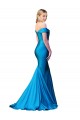 Mermaid High Neck Satin Long Peacock Blue Prom Dress Canada