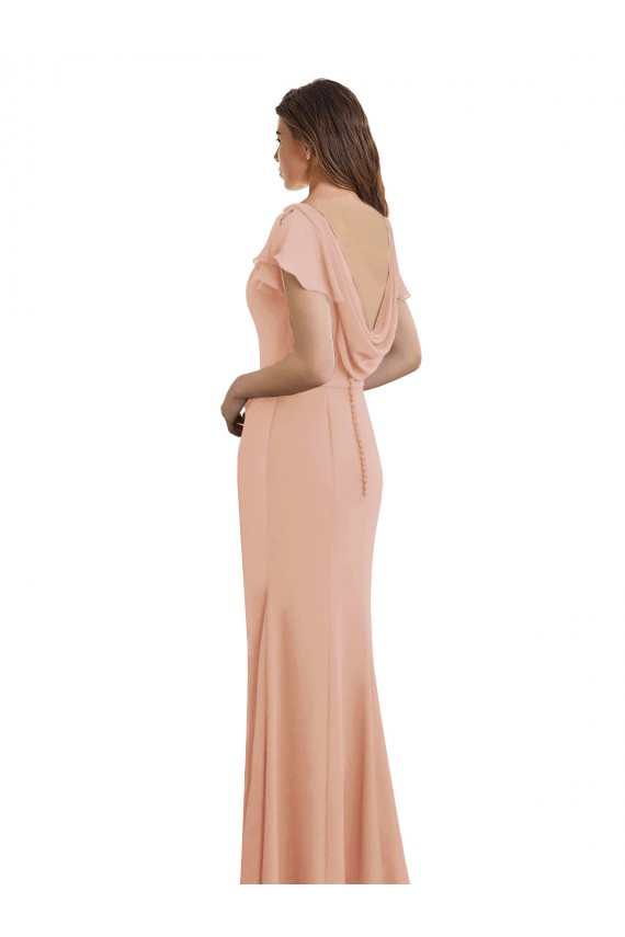 Mermaid High Neck Soft Chiffon Long Bliss Pink Prom Dress Canada