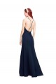 Mermaid Halter Neck Soft Chiffon Long Dark Navy Prom Dress Canada