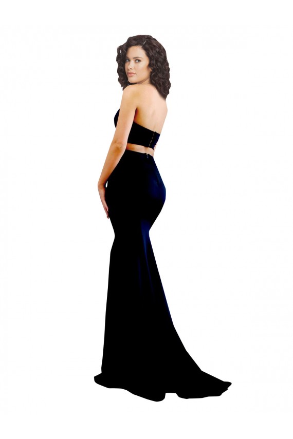 Mermaid High Neck Stretch Crepe Long Black Prom Dress Canada