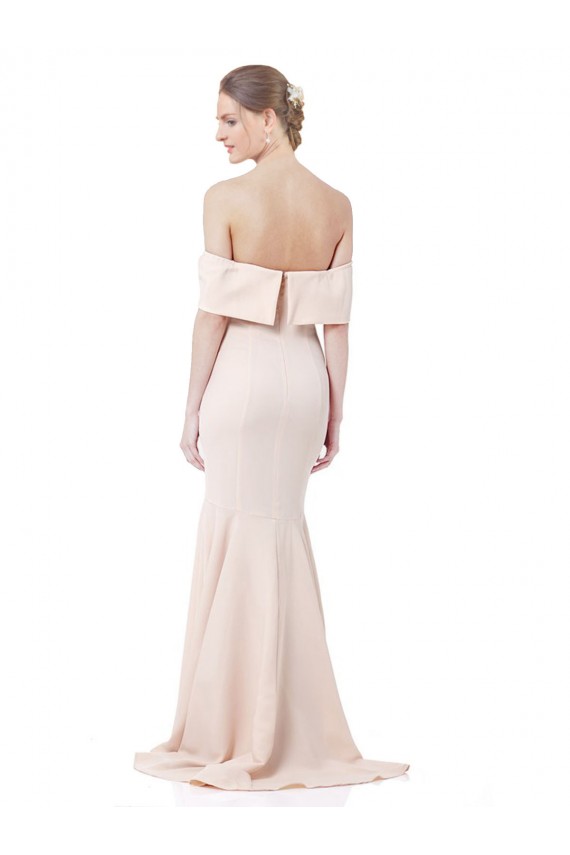 Mermaid Off the Shoulder Stretch Crepe Long Nude Prom Dress Canada