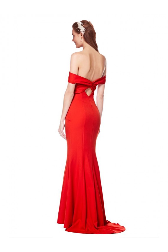 Mermaid Off the Shoulder Stretch Crepe Long Red Prom Dress Canada