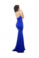 Mermaid High Neck Stretch Crepe Long Royal Blue Prom Dress Canada