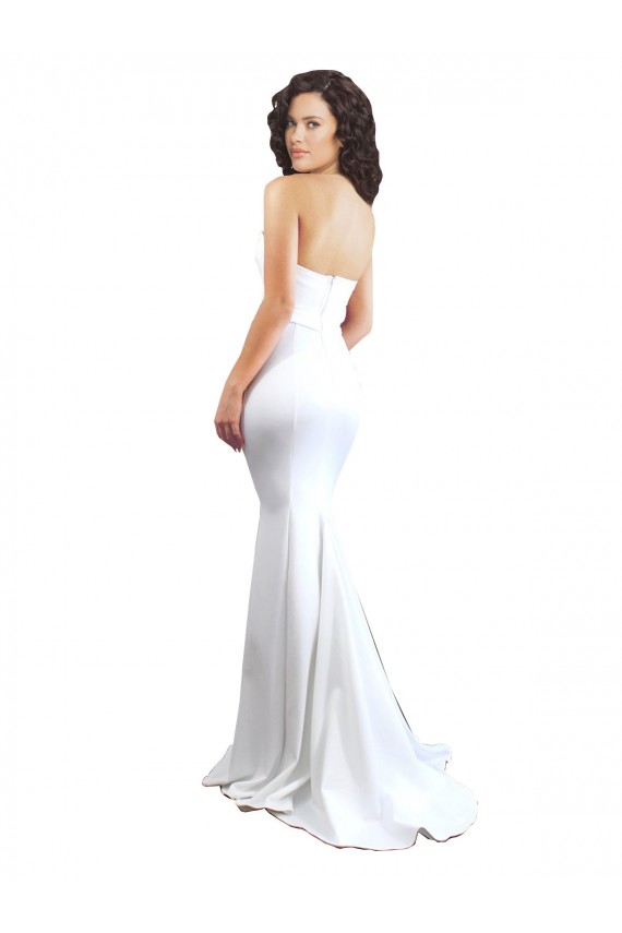 Mermaid High Neck Stretch Crepe Long White Prom Dress Canada