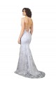 Mermaid High Neck Stretch Crepe & Sequin Tulle Long White Prom Dress Canada