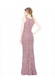 Mermaid Illusion Neck Lace Long Prom Dress Canada