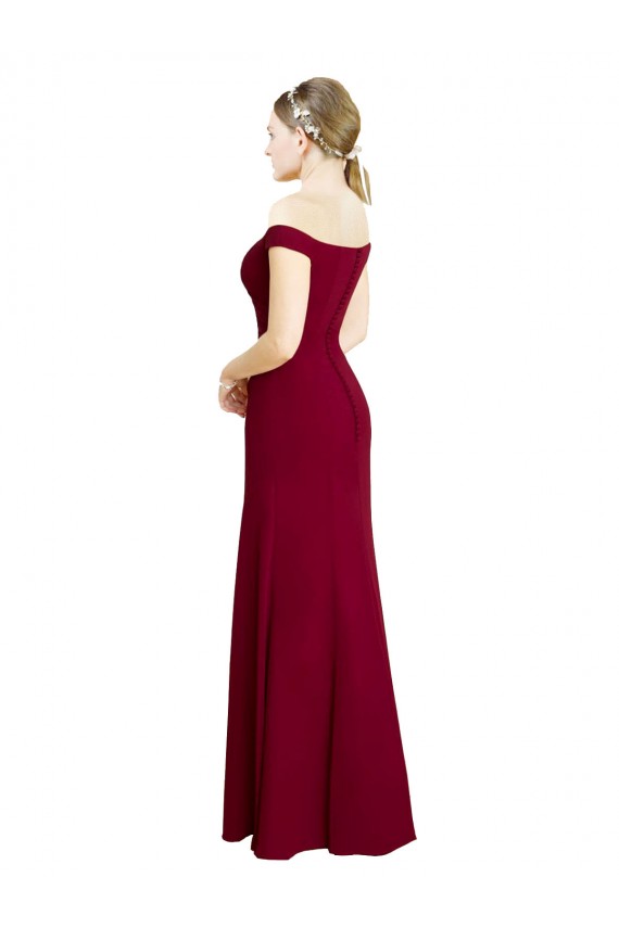 Mermaid Off the Shoulder Soft Chiffon Long Burgundy Black Tie Prom Dress Canada