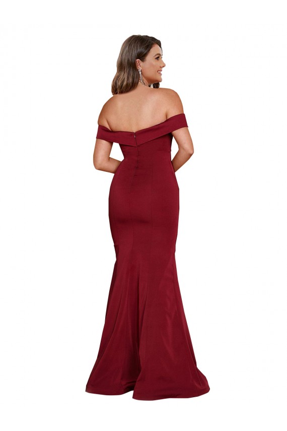 Mermaid Off the Shoulder Spandex Long Burgundy Plus Size Formal Prom Dress Canada