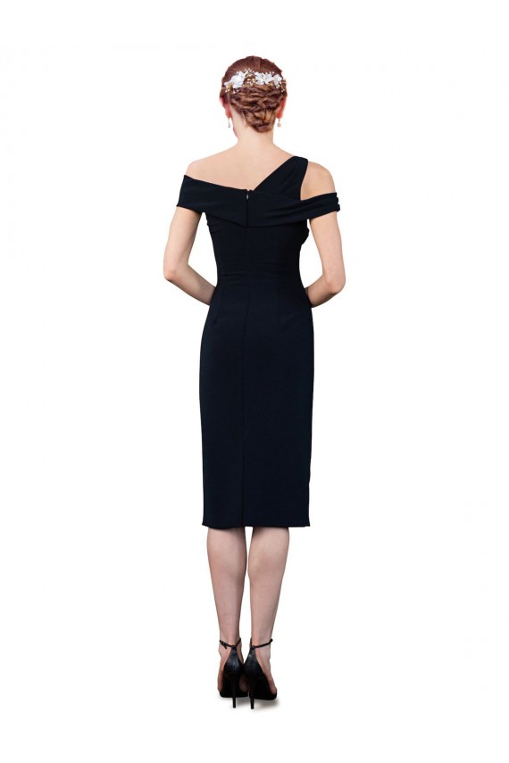 Mermaid Off the Shoulder Stretch Crepe Cocktail Length Dark Navy Prom Dress Canada