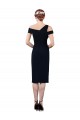 Mermaid Off the Shoulder Stretch Crepe Cocktail Length Dark Navy Prom Dress Canada