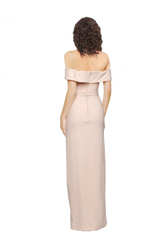 Mermaid Off the Shoulder Stretch Crepe Long Nude Prom Dresses Canada