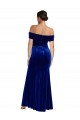 Mermaid Off the Shoulder Stretch Velvet Long Royal Blue Prom Dress Canada