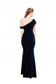 Mermaid One Shoulder Stretch Crepe Long Dark Navy Prom Dress Canada
