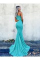 Mermaid One Shoulder Velvet Sequins Sweep Train Velvet Sequin Prom Dress Canada