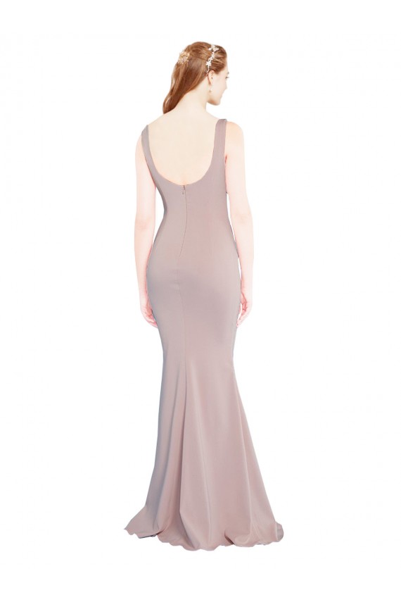 Mermaid Scoop Neck Stretch Crepe Long Dusty Pink Prom Dress Canada