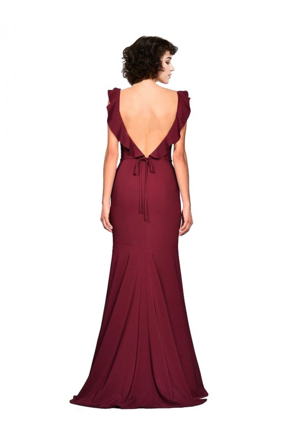 Mermaid Strapless Stretch Crepe Long Burgundy Prom Dress Canada
