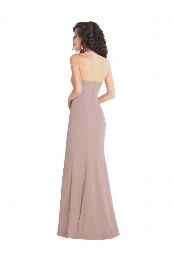 Mermaid Strapless Stretch Crepe Long Dusty Pink Prom Dress Canada