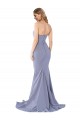 Mermaid Strapless Stretch Crepe Long Smoke Blue Prom Dress Canada