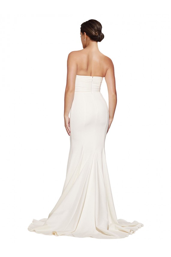 Mermaid Strapless Stretch Satin Sweep Train Ivory Prom Dress Canada