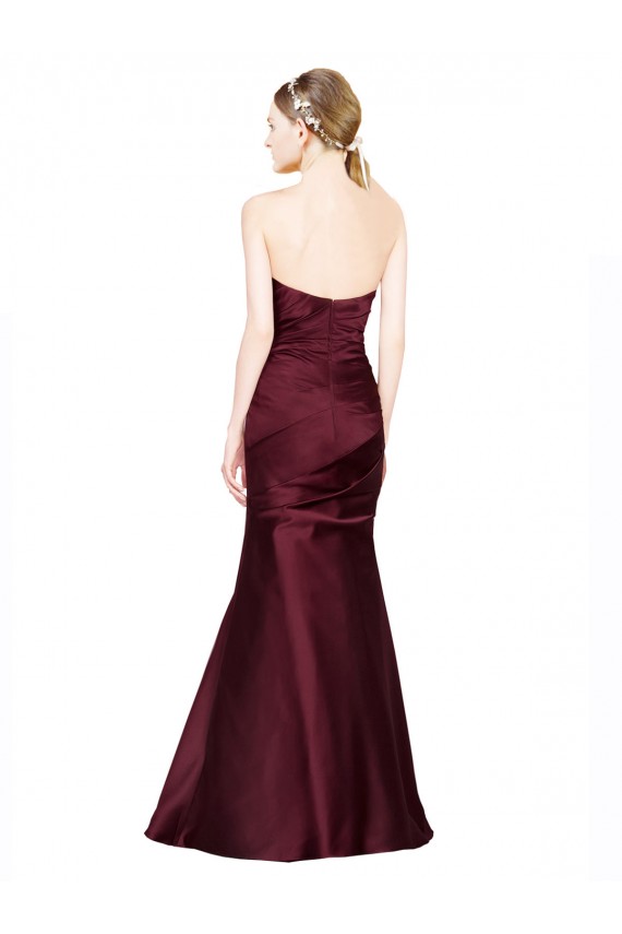 Mermaid Sweetheart Satin Long Burgundy Prom Dress Canada