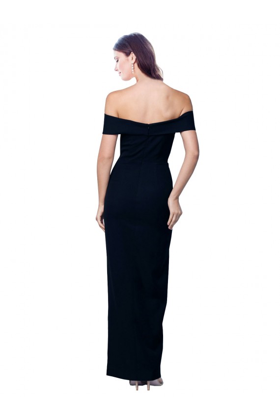 Mermaid Off the Shoulder Stretch Crepe Long Black Prom Dress Canada
