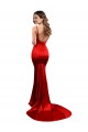 Mermaid Sweetheart Stretch Satin Long Red Sleeveless Prom Dress Canada