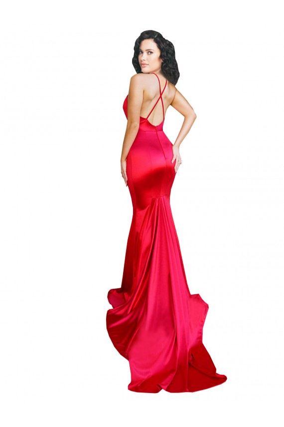 Mermaid Sweetheart Stretch Satin Long Red Prom Dress Canada