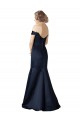 Mermaid V-Neck Satin Long Dark Navy Prom Dress Canada