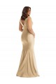 Mermaid V-Neck Silk like Satin Long Soft Gold Plus Size Formal Prom Dress Canada