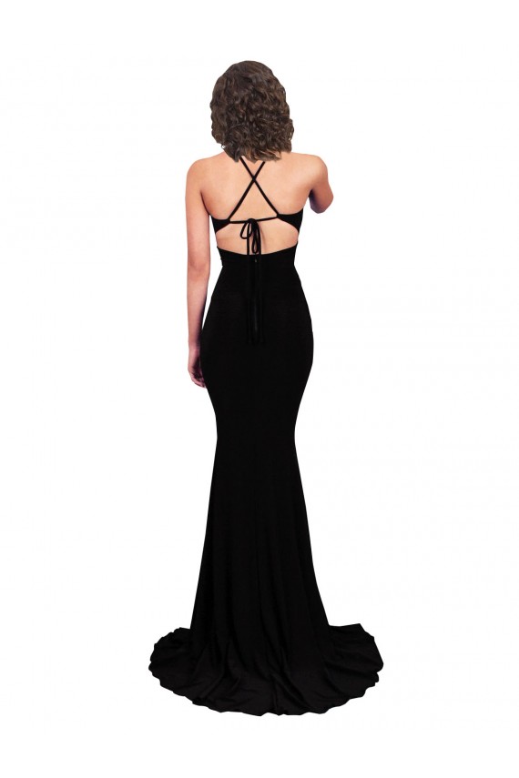 Mermaid V-Neck Spandex Long Black Prom Dress Canada