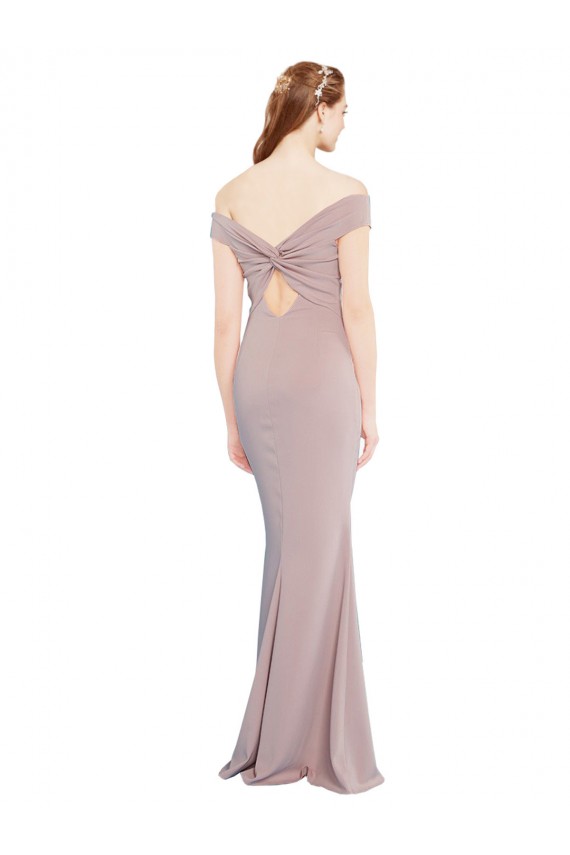Mermaid V-Neck Stretch Crepe Long Dusty Pink Prom Dress Canada