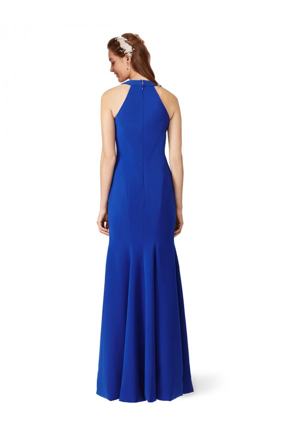 Mermaid V-Neck Stretch Crepe Long Royal Blue Prom Dress Canada