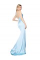 Mermaid V-Neck Stretch Satin Long Light Sky Blue Prom Dress Canada