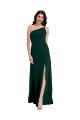 A-Line One Shoulder Stretch Crepe Long Midnight Green Prom Dress Canada