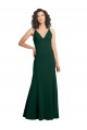 A-Line V-Neck Stretch Crepe Long Midnight Green Sleeveless Prom Dress Canada
