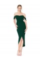 Mermaid High Neck Stretch Crepe Knee Length Midnight Green High Low Prom Dress Canada