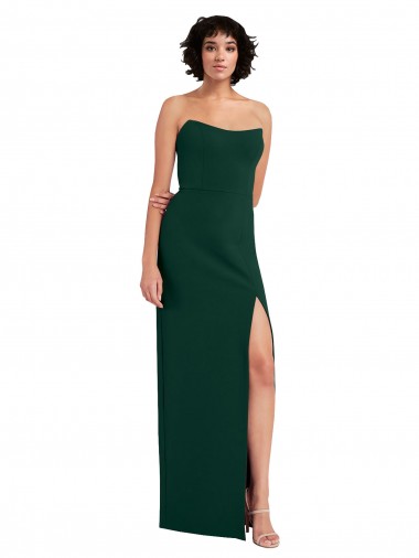 Sheath Strapless Stretch Crepe Long Midnight Green Prom Dress Canada